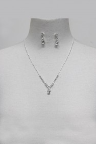 11664-2 Simple rhinestone wedding necklace set